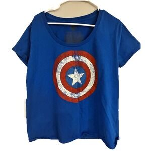 Disney Parks Marvel Captain America Shield T-Shirt Women's 2XL Dark Blue
